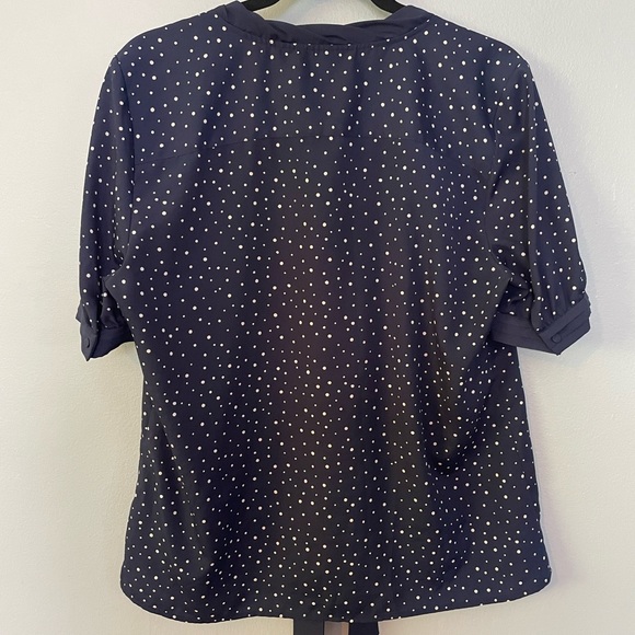 Jason Wu for Target Navy & White Polka Dot Blouse with Tie Size Large - Picture 4 of 5